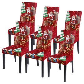 Souarts Xmas Christmas Chair Covers Set of 1/2/4/6 Stretch Chair Cover Modern Cover Decoration Chair Cover Universal Fit for Dining Room Party Banquet