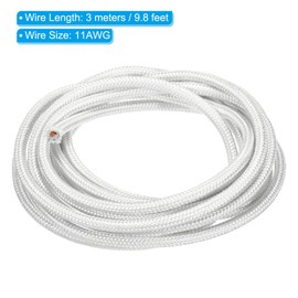 PATIKIL 9.8Ft 11AWG High Temperature Wire, -60-350 Degrees Celsius Mica Glass Fiber Electronic Wire Insulated Heat Resistant Electronical Flexible Cable for Lamp Boiler Heater, White