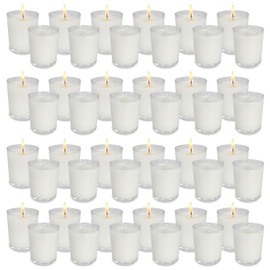 48 Pack White Unscented Clear Glass Filled Votive Candles. Hand Poured Wax Candle Ideal Gifts for Spa Weddings Birthdays Holidays Party