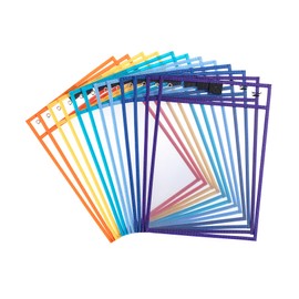 Mr. Pen- Dry Erase Pocket Sleeves, 10"x14", 12 pcs, Colorful Dry Erase Sleeves, Plastic Sleeves for Paper 8.5x11, Dry Erase Pockets Reusable Sleeves, Plastic Paper Sleeves, Dry Erase Sheet Protectors