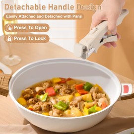 Wayona Removable Handle for Pots and Pans Detachable Handle Cookware Removable Pan Handle Universal Pot Handle Replacement Suitable for Kitchen Cookware Cream White