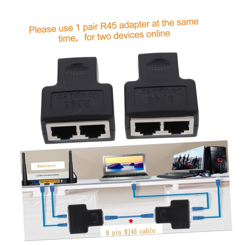 Operitacx 2pcs Ethernet Socket Splitter Adapter Network Connector for Dual