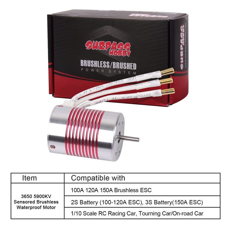 540 Brushless Motor 1/10 3650 5900KV 3.175mm Shaft Waterproof Brushless