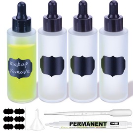 Matifaner 4 pcs 2 oz Frosted Glass Dropper Bottles,Glass Essential Oil Jars Frosted, 60ml Clear Frosted Essential Oil Bottle with Glass Eye Dropper for Essential Oil,Tincture