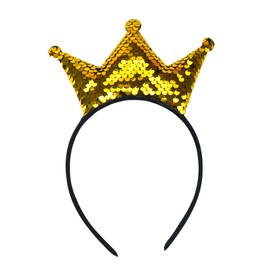 Totelux Sequins Headband Crown Hair Bands Glitter Crown Hair Hoop Women Hair Accessories for Birthday Party Favors Headdress Decoration Supplies (Gold)