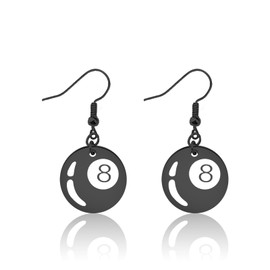 CENWA Pool Ball Lucky 8 Ball Charm Earrings Gift Billiards Ball Earrings Pool Player Gift for Billiards Lover (8 Ball earring)