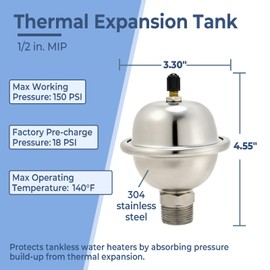TTFLEX Expansion Tank for Tankless Water Heater 1/2"MIP Mini Expansion Tank