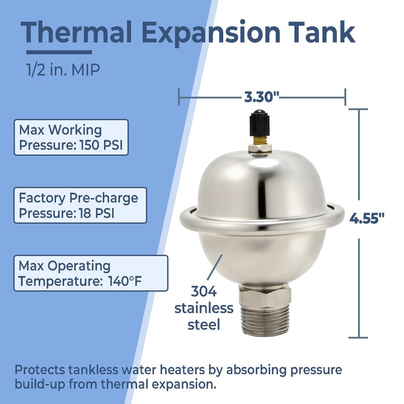 TTFLEX Expansion Tank for Tankless Water Heater 1/2"MIP Mini Expansion