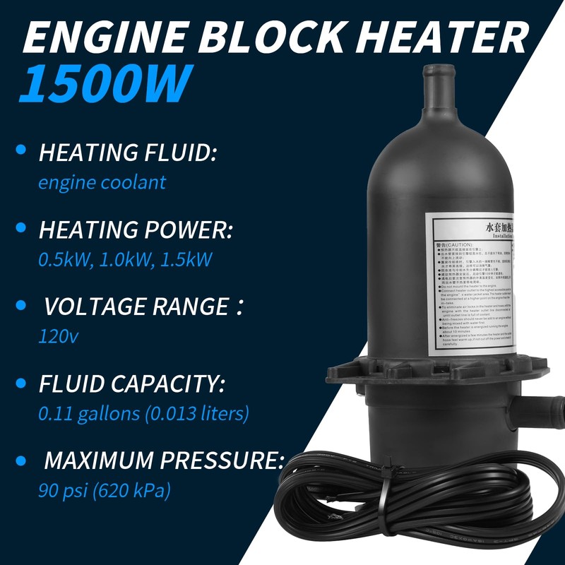 QRYDWQ 1500W 120V Engine Block Heater For Marine Generator Truck