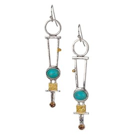 SPUNKYsoul Boho Earring Vintage Artsy for Women (Mixed Metal Teal Howlite Amber Rhinestone)