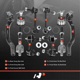 A-Premium Set of 10, Front Lower Ball Joint, Inner Outer Tie Rod End, Front & Rear Sway Bar Link, Compatible with Honda Accord 1998 1999 2000 2001 2002