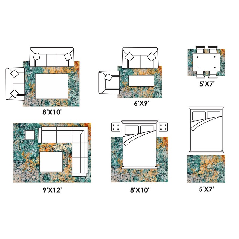 Washable Area Rug for Living Room: 6x9 Modern Abstract Neutral