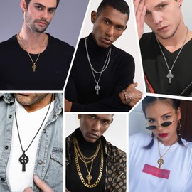 Prosteel Celtic Cross Necklace for Men Viking Black Chain Necklaces Womens Jewellery