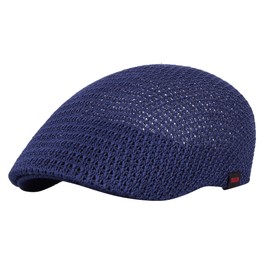 WITHMOONS Irish Hat Golf Cap Breathable Mesh Paperboy Hat Cotton AM31168 (Navy)