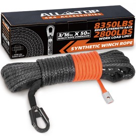 ALL-TOP Synthetic Winch Rope Cable, 3/16" x50ft, 8350LBS Winch Replace Line with Protective Sleeve for Offroad Vehicle ATV UTV
