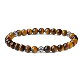 GAVU Fleur De Lis Brown Tiger Eye Stone Beaded Bracelet 20.5cm
