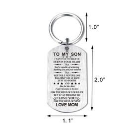To My Son Daughter Gifts Keychain from Mom Dad, I Want You to Believe, Birthday Christmas Gifts for Son Daughter Key Chains