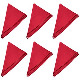 Pack of 6 Textile Napkins 45 x 45 cm 100% Cotton Hemmed on 4 Sides Red