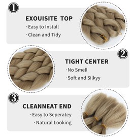 Natural Blonde Braiding Hair Extensions Honey Blonde Braid Crochet Twist Hair Synthetic High Temperature Fiber for Women 24 Inches 100g/bundle (3 Bundles/Pack,Color:27#)