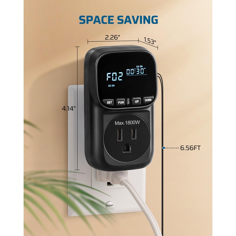 DEWENWILS Digital Temperature Controller, Heavy Duty 15A/1800W Thermostat Outlet Plug,