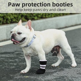 ETIAL Dog Paw Wound Recovery Boot for Injured Paw, Anti-Slip Dog Shoe with Self-Adhesive Strap, Dog Paw Protector for Outdoor Walking & Keep Dogs from Licking Wounds (Black w/White, S)