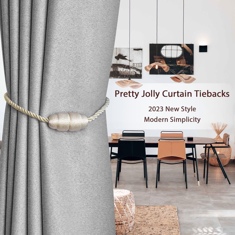 Pretty Jolly 2 Pack Strong Magnetic Curtain Tiebacks Handmade Weave