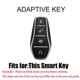 HIBEYO Key Fob Cover Fit for BYD Atto 3 Han EV Dolphin Durable Second Song Pro Tang Dm Qin Plus MAX Yuan Accessories Alloy Carbon Fiber Texture Smart Remote Auto Key Case-A Keychain Black