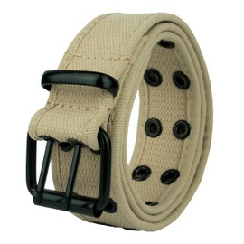 Gelante Canvas Double Grommet Hole Belt 12 Colors, Beige, Medium