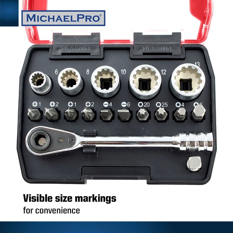 MichaelPro MP012005RD 1/4 Inch Micro Bit Ratchet Mini Screwdriver High