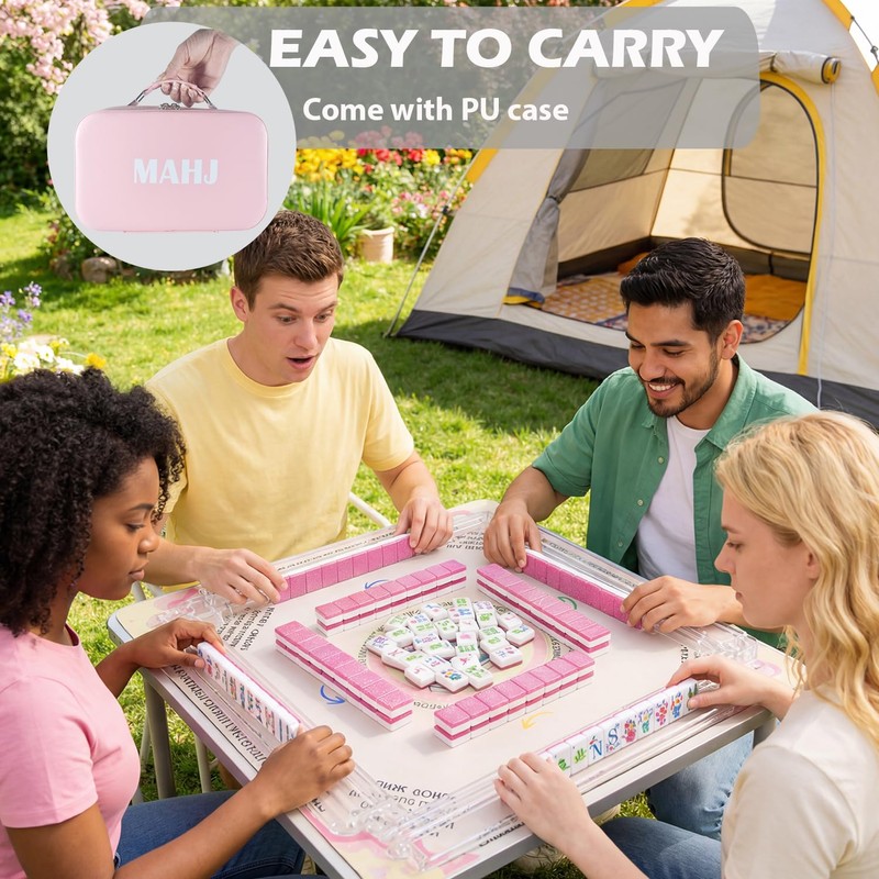 HYZYey Mahjong Tile Set 160 Acrylic Engraved American Mahjong Sets