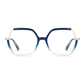 Zeelool Oversized Blue Light Glasses for Woman Chic Blue Square Eyeglasses Lightweight Computer Eyewear Glasses Anti Eyestrain Alexia JGX883711-03B