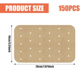 150 Pcs Air Fryer Parchment Paper Liners Unbleached Parchment Paper for Air Fryer Liners Disposable Rectangle Non-Stick Airfryer Liners for Baking Ninja Foodi Dual (5.5 x 8 inches)