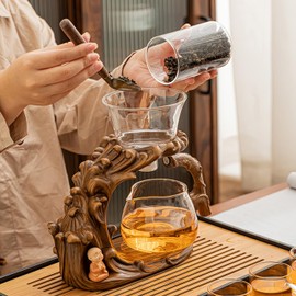 Semi Automatic Drip TeaPot, Heat Resistant Magic Teapot Set, Home Lazy Kung Fu Glass Magnetic Tea Maker Set, Suitable for home/office Reception Tea Set, Perfect for Holiday Gifts