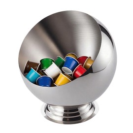 GYYVES Large Capacity Coffee Pod Holder – Stainless Steel Pod Organizer and Holder | Stylish Coffee Bar Accessories & Countertop Storage (Silver with Base, L)