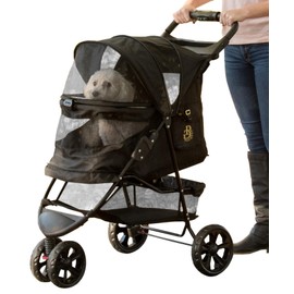 Pet Gear No-Zip Special Edition 3 Wheel Pet Stroller for Cats/Dogs, Zipperless Entry, Easy One-Hand Fold, Removable Liner, Cup Holder, Onyx