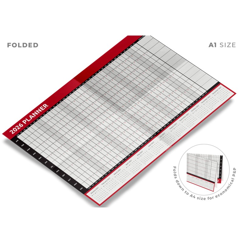 2026 Wall Planner Calendar A1 Size (84cm x 59cm) Full