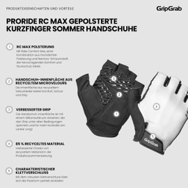 GripGrab ProRide RC Max Padded Short Finger Cycling Gloves Summer Half Finger Cycling Gloves Fingerless Cycling