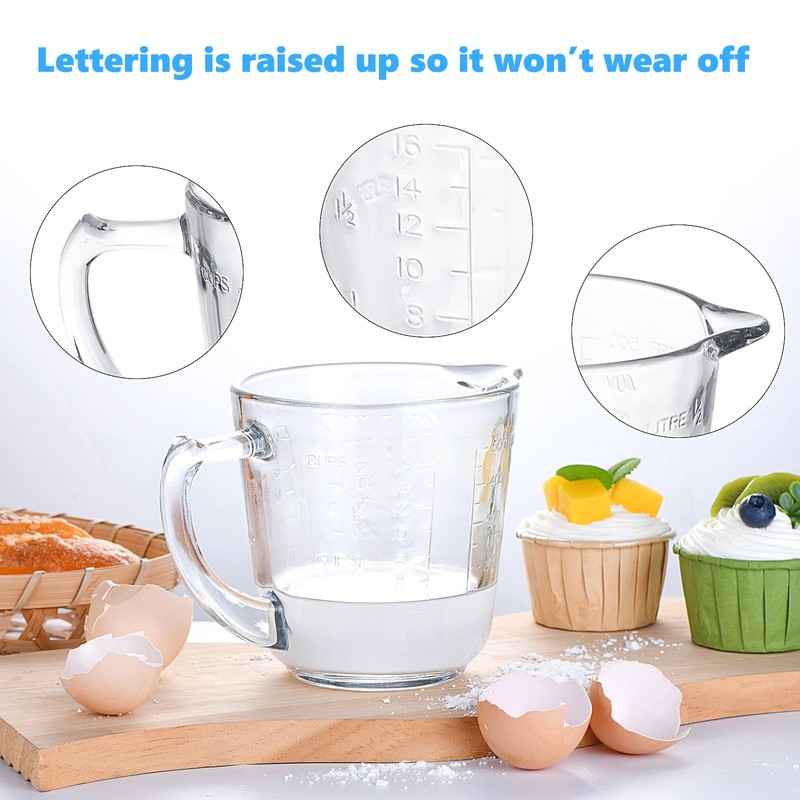 Left Handed Glass Measuring Cups for Left Hand People(2-Cup, 500