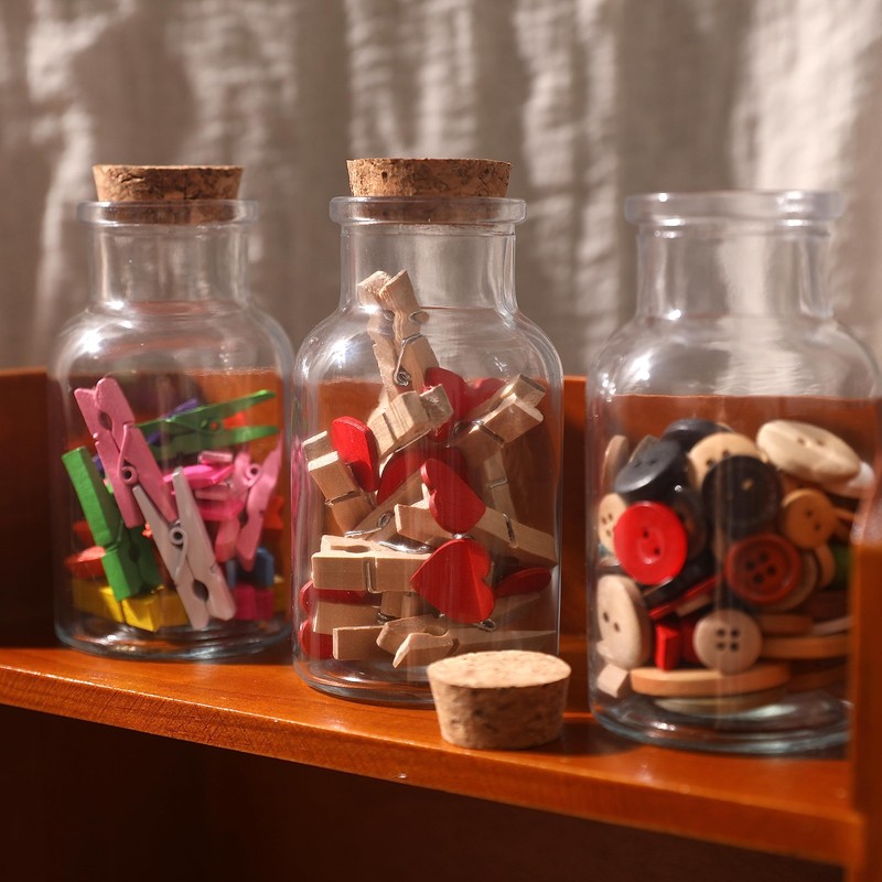 Magic Season Decorative Glass Bottles with Cork Stoppers (5 fl