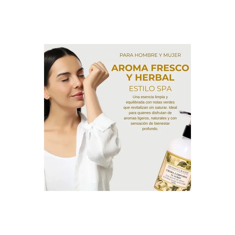 Crema Corporal Aromas y Lavanda Té Verde 250ml Con Aceite