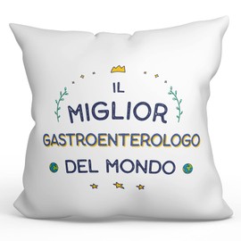 Mugffins Kissen mit Füllung mit Spruch für Arzt FÜR VERDAUUNGSMEDIZIN - Auf Italienisch - Miglior del Mondo - 40 x 40 cm - originelles und lustiges Geschenk Mitarbeiter