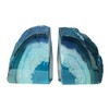 AMOYSTONE Teal Agate Bookends, Large Decorative Crystal Stone Ends 4-6