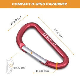 Brotree Small Carabiner Clips Mini Aluminum Carabiner - 6cm D-Ring