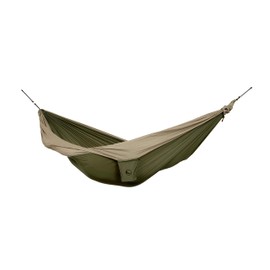 Ticket to the Moon Fair Trade & Handmade 1-2 Person Original-Lightweight-Hammock ARMY GREEN/BROWN for Travelling, Camping and Everyday Use, XL 3.2 * 2m, 600g, Parachute-Silk, Set-Up < 1 min.