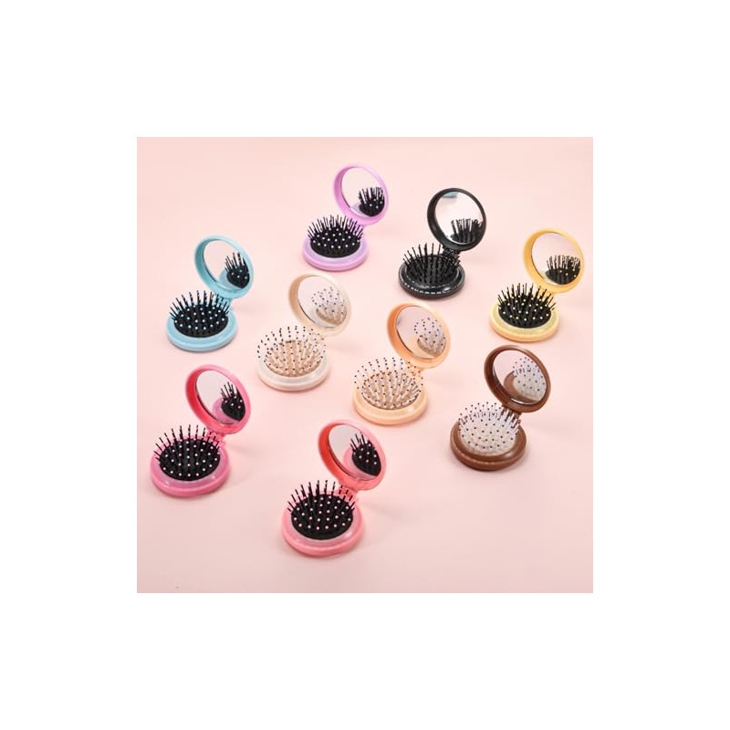 Pack de 9 Mini Cepillos de Pelo Plegables de Viaje