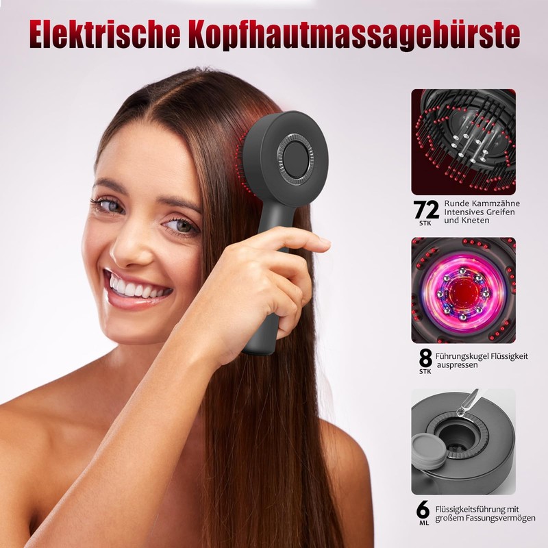 Scalp Massage Brush Electric Head Massager with Red Light Serum