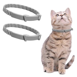 2 Collare Antipulci per Gatti, Collare Antiparassitario Sicuro ed Efficace, in Grigio, Accessorio per Animali Domestici, Protezione Gatti