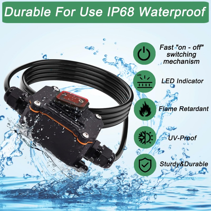 PAGUO Inline Cord Switch 12V 20A DC IP68 Waterproof with