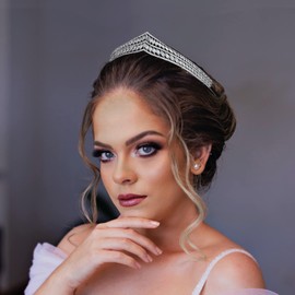 Tiaras de boda de circonita cúbica para novia, pequeñas coronas para reina de graduación, cumpleaños, quinceañeras, accesorios para el cabello de novia de plata 2023 (plata 1)