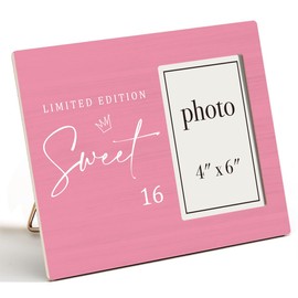 CIANMGD Sweet 16 Picture Frame, Sweet 16 Gifts for Girls, 16 Year Old Girl Birthday Gift Ideas, 16 Year Old Girl Gifts, 16 Birthday Wood Photo Frame, 4 x 6 Inch Photo